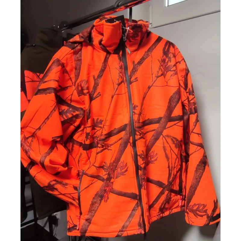 Komplet myśliwski softshell – kamuflaż pomarańczowy: 360 stopni widoczności i przewagi w terenie