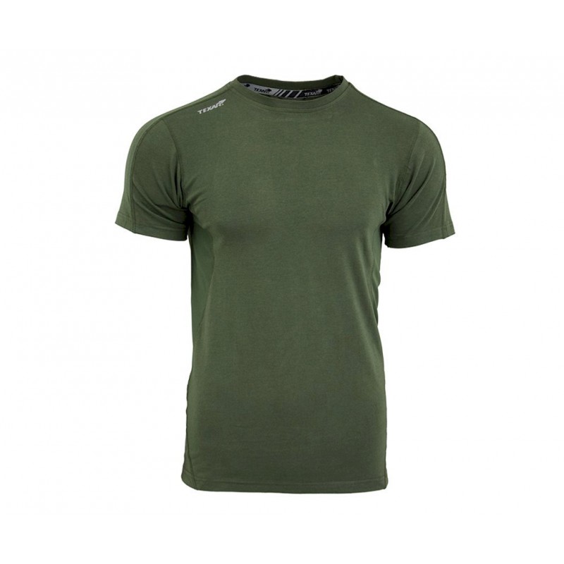 Warstwowanie taktyczne 3‑warstwowe: Koszulka Base Layer olive Texar – kolor zielony w terenie