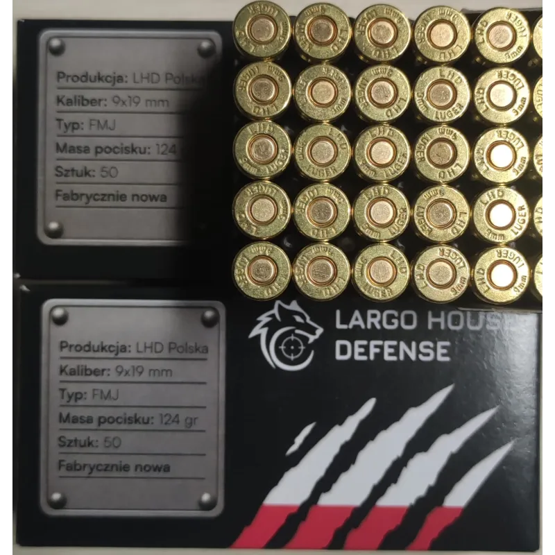 Amunicja 9×19 FMJ LHD Polska: 124 grs precyzji do treningu i służby